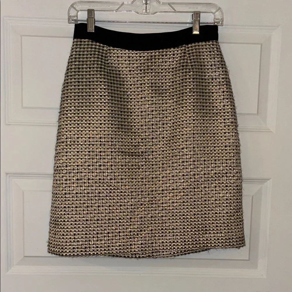 Kate Spade Kylie Gold Tweed Metallic Boucle Pencil Skirt